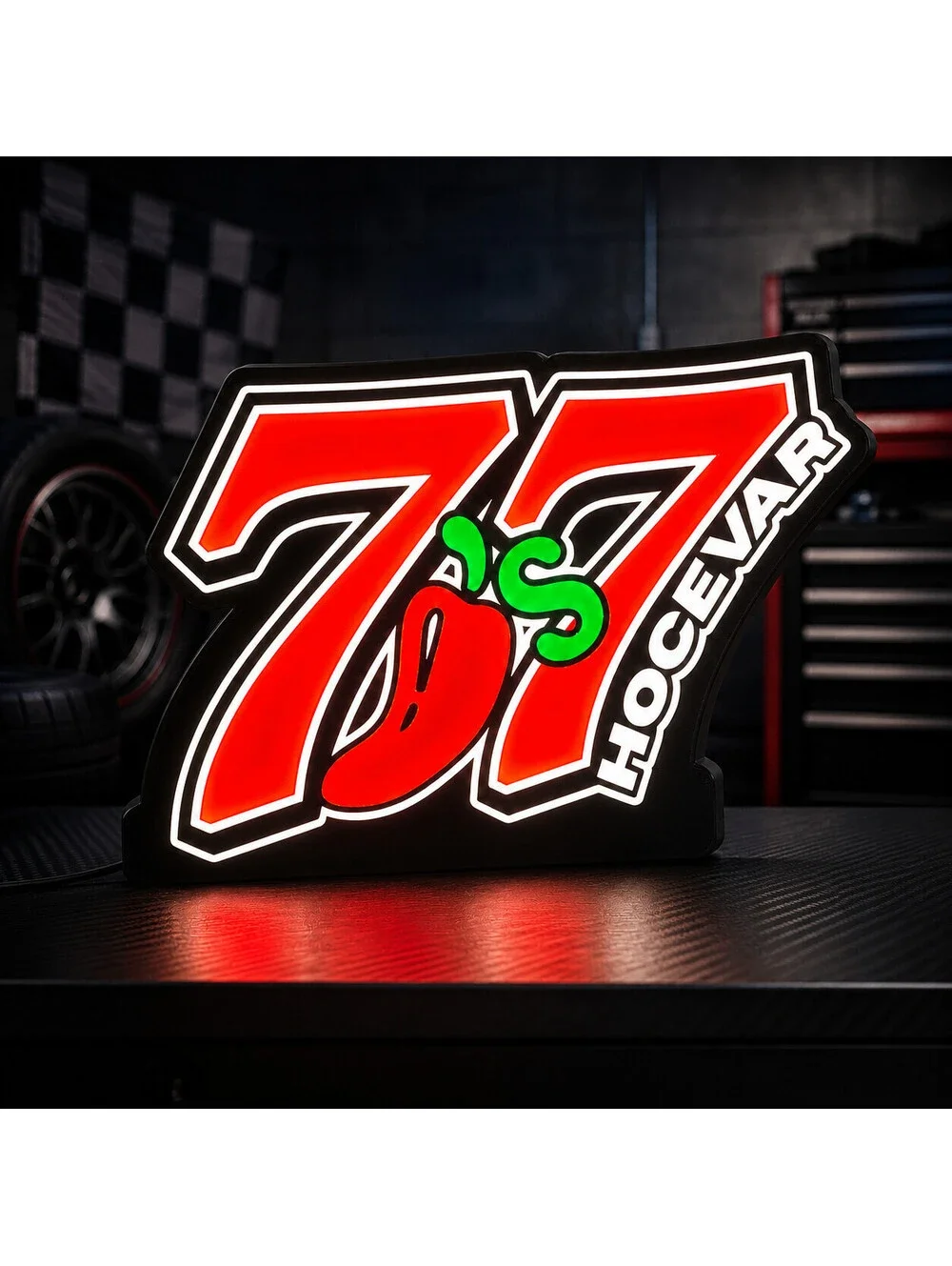 77 Hocevar Inspired LED Light Box Racing Decor 3D Printed Man Cave Sign